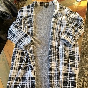 Express Black White Plaid Pea Coat Style Jacket
